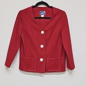 Hobbies Lorch of Dallas vtg red wool  jacket, lightweight longsleeve 3 button